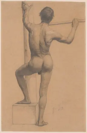 Male Nude with Left Foot on a Pedestal