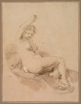 Female Nude Reclining with Arm Raised — Aert de Gelder