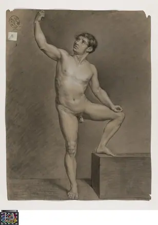 Academische studie naar levend model, staand mannelijk naakt, 1822, Auguste Van de Steene, Musea Brugge, 0016.GRO0176.II — Auguste Van de Steene