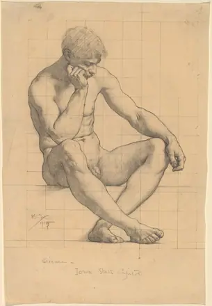 Kenyon Cox, Seated Male Nude - Study for "Science" - Iowa State Capitol, 1905, NGA 56969