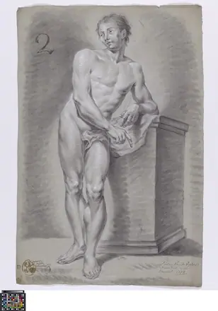 Academische studie naar levend model, staand mannelijk naakt, 1772, Pieter Van de Vivere, Musea Brugge, 0016.GRO0036.II
