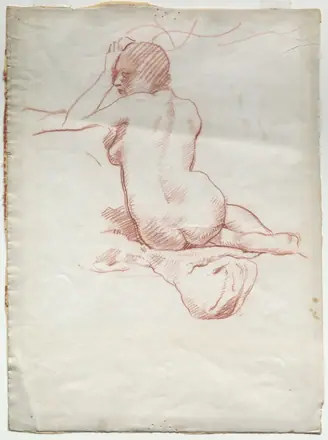 Seated Female Nude from the Rear — Unknown artist