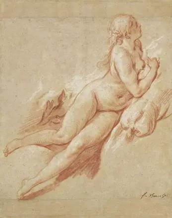 Study of a Reclining Nude by François Boucher, 1732-1735, chalk