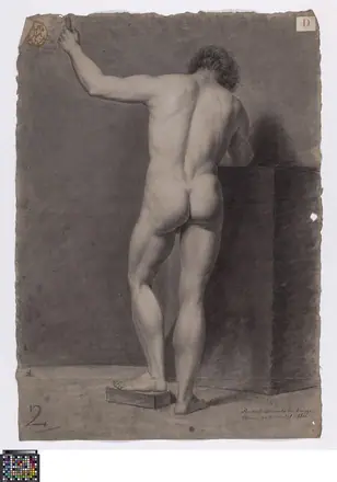 Academische studie, van op de rug gezien, 1800, Rochus Serneels, Musea Brugge, 0016.GRO0112.II
