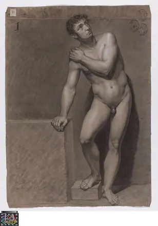 Academische studie naar levend model, staand mannelijk naakt, 1806, Jacobus Dumery, Musea Brugge, 0016.GRO0124.II — Jacobus Dumery