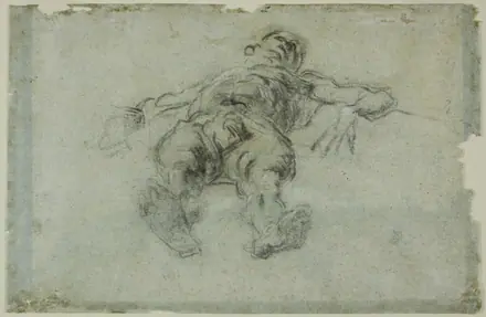 Reclining Male Nude, Foreshortened — Tintoretto