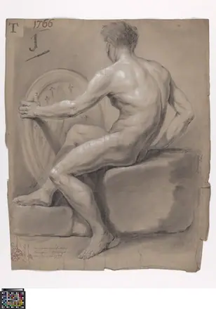 Academische studie, van op de rug gezien, 1766, Eustachius Malfeyt, Musea Brugge, 0016.GRO0021.II — Eustachius Malfeyt