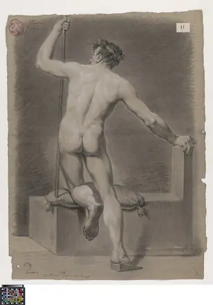 Academische studie, van op de rug gezien, 1786, Guillielmus Petrus Geysen, Musea Brugge, 0014.GRO0084.II