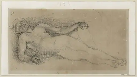 Etude pour Les Bûcherons Homme nu allongé (MCB 69), PPD267(1)
