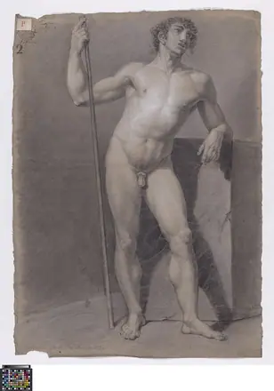 Academische studie naar levend model, staand mannelijk naakt, 1793, Lodewijk Gerbo, Musea Brugge, 0016.GRO0102.II