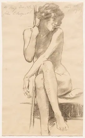 Female Nude Seated on a Low Bench — John Singer Sargent