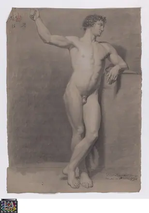 Academische studie naar levend model, staand mannelijk naakt, 1792, Pieter Ramaut, Musea Brugge, 0016.GRO0099.II