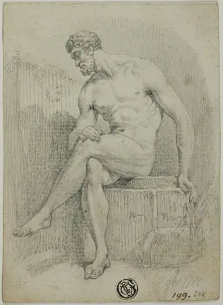 Seated Male Nude (from statue) — Unknown artist