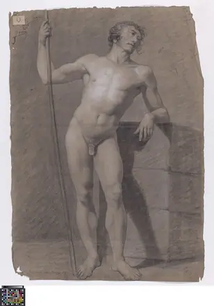 Academische studie naar levend model, staand mannelijk naakt, 1793, Pieter Ramaut, Musea Brugge, 0016.GRO0100.II