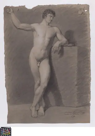 Academische studie naar levend model, staand mannelijk naakt, 1792, Sebastiaan Caneel, Musea Brugge, 0016.GRO0098.II — Sebastiaan Caneel