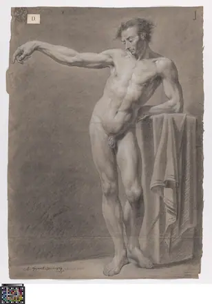 Academische studie naar levend model, staand mannelijk naakt, 1784, Antoine Ignace Steyaert, Musea Brugge, 0016.GRO0077.II — Antoine Ignace Steyaert