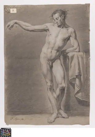 Academische studie naar levend model, staand mannelijk naakt, 1784, Joannes Zegers, Musea Brugge, 0016.GRO0075.II