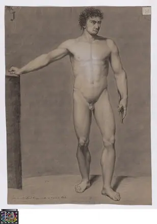 Academische studie naar levend model, staand mannelijk naakt, 1802, Joseph Brulois, Musea Brugge, 0016.GRO0113.II