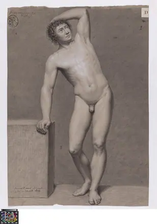 Academische studie naar levend model, staand mannelijk naakt, 1804, Thomas Joseph Liebaert, Musea Brugge, 0016.GRO0121.II — Thomas Joseph Liebaert