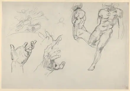 Studies of Hands and Figures for the Salon du Roi, Palais Bourbon — Eugène Delacroix