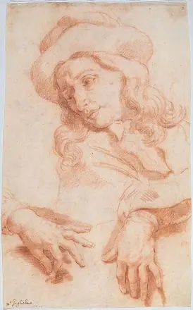 Guillaume Courtois - Self-portrait and two studies of hands