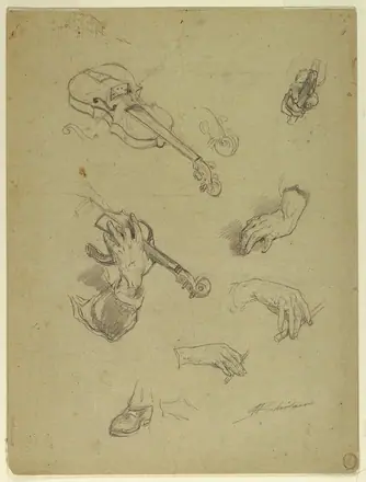 Drawing, Sheet of Studies of Hands of a Violin Player, 1878 (CH 18176307)