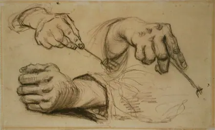 Van Gogh 1885-03--1885-04, Nuenen - Study, Three Hands, Two Holding Forks F 1161r JH 746