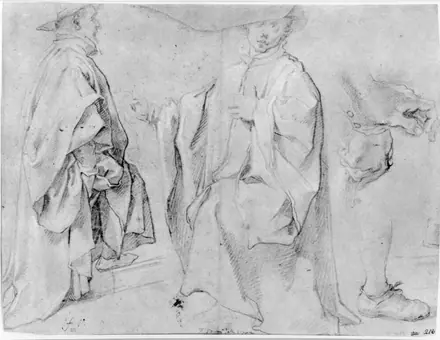 Francesco Vanni - Men ascending a staircase. Studies of hands and a foot - NMH 260-1863 - Nationalmuseum — Francesco Vanni