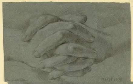 Drawing, Drawing- A study of folded hands, ca. 1760 (CH 18118545) — Unknown artist