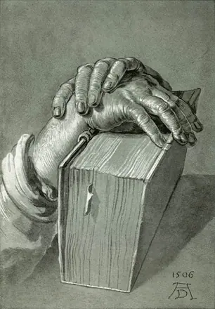 Dürer, Albrecht - Hand Study with Bible - 1506 — Albrecht Dürer