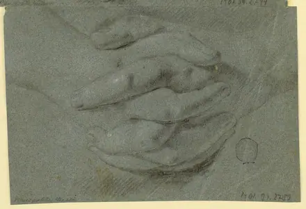 Drawing, Drawing- A study for folded hands, ca. 1760 (CH 18118557) — Unknown artist