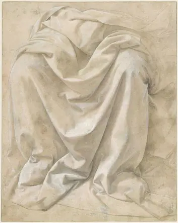 Lorenzo di Credi - Study of Drapery for a Seated Figure, c1478-1480 -Fondation Custodia — Lorenzo di Credi