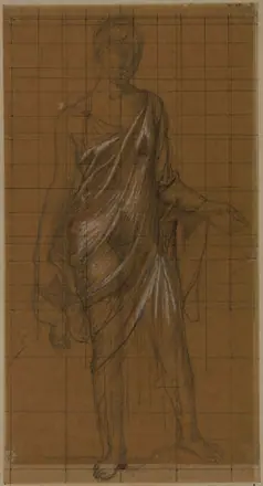 Etude de draperie pour la Femme drapée de face, tenant un enfant sur la hanche droite (MCB 2B), PPD281(2B) — Pierre-Cécile Puvis de Chavannes