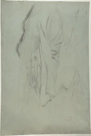 Study for Vieille Italienne(recto); Drapery Study (verso) MET DP810343 — Edgar Degas