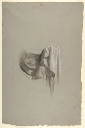 Drapery Study for Figure Holding Crown (middle register); study for wall paintings in the Chapel of Saint Remi, Sainte-Clotilde, Paris, 1858 — Isidore Pils