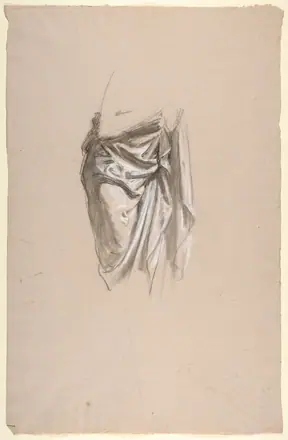 Drapery Study for Clovis (middle register; study for wall paintings in the Chapel of Saint Remi, Sainte-Clotilde, Paris, 1858) — Isidore Pils