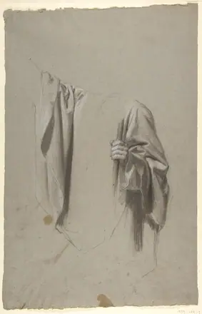 Drapery Study for Saint Remi (middle register; study for wall paintings in the Chapel of Saint Remi, Sainte-Clotilde, Paris, 1858) — Isidore Pils