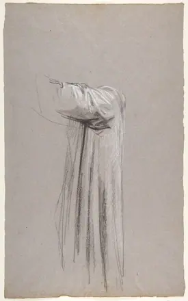 Drapery Study for a Monk (lower register; study for wall paintings in the Chapel of Saint Remi, Sainte-Clotilde, Paris, 1858) — Isidore Pils