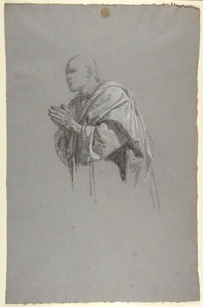 Drapery Study for a Cleric (lower register; study for wall paintings in the Chapel of Saint Remi, Sainte-Clotilde, Paris, 1858) — Isidore Pils