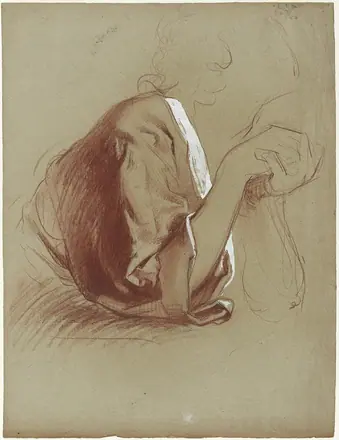 Etude de draperie manche droite avec avant-bras croisés vus de profil, PPD4068 — Alfred Plauzeau
