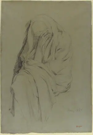 Study for Vieille Italienne(recto); Drapery Study (verso) MET 1980.200 — Edgar Degas