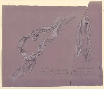 Drawing, Studies of Drapery of "Fortune", ca. 1887 (CH 18404513) — Elihu Vedder