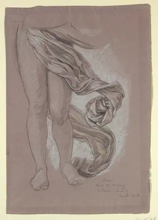 Drawing, Study of Drapery of "Fortune", ca. 1877 (CH 18404519) — Elihu Vedder
