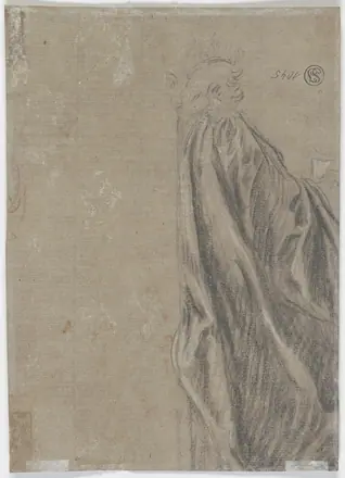 Gewandfigur in Rückansicht mit ausgestrecktem rechten Arm (?) (SM 1045vz) — Nicolas Lancret