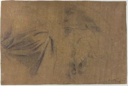 Saint Bartholomew (recto); Study of Drapery and Two Hands (verso) MET 1991.60 VERSO
