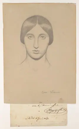 Head of a Woman; Study for a mural in the Church of Saint-Paul, Nîmes — Hippolyte Flandrin