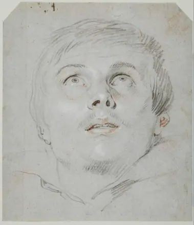 Jan Cossiers - Study of a head of a young man, looking up
