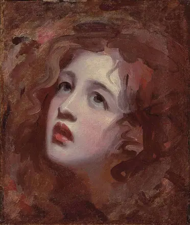 Head study of Emma, Lady Hamilton, as Miranda (by George Romney)