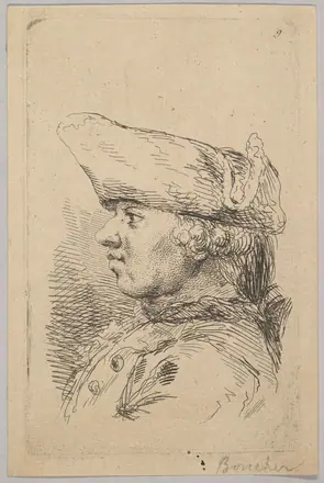 Head of a man in profile wearing a tricorne — Unknown artist