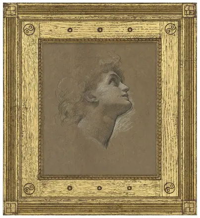 Head study of Dorothy Dene, in profile, for 'Faith' by Frederic Leighton (WITH FRAME)